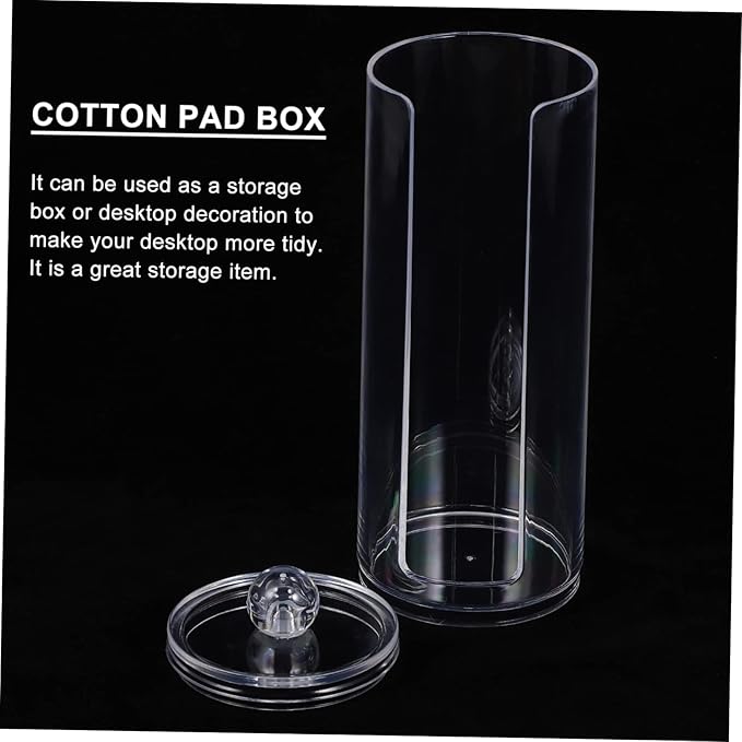 Cylindrical Plastic Hair Ring Organizer Lid 1-piece Makeup Storage Box for Hair Ties and Cotton Pads for Vanity and Bathroom Use