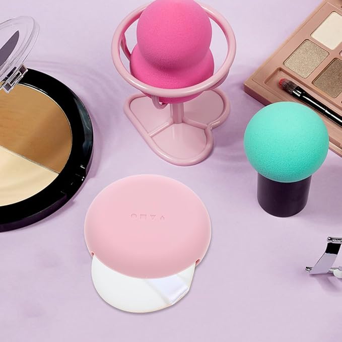 Healeved Portable Makeup Puff Storage Case Compact Silicone Powder Puff Holder Travel Makeup Sponge Organizer for Women and Girls