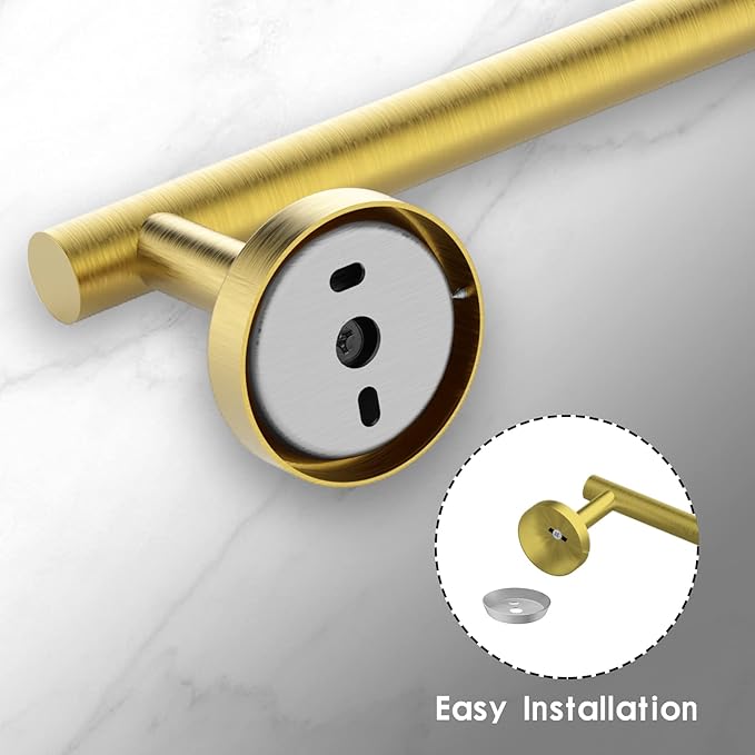 Newfun 24 Inch Brushed Gold Bath Towel Bar, 2Pcs Towel Racks for Bathroom Rod Classic SUS304 Stainless Steel Bathroom Towel Holder Wall Mounted