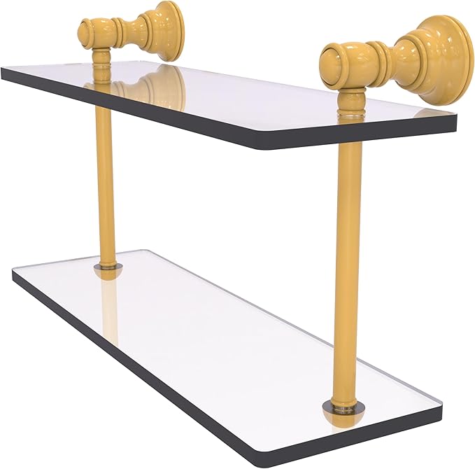 Allied Brass CL-2-16-SGL Carolina Collection 16 Inch Two Tiered Glass Shelf, Spanish Gold