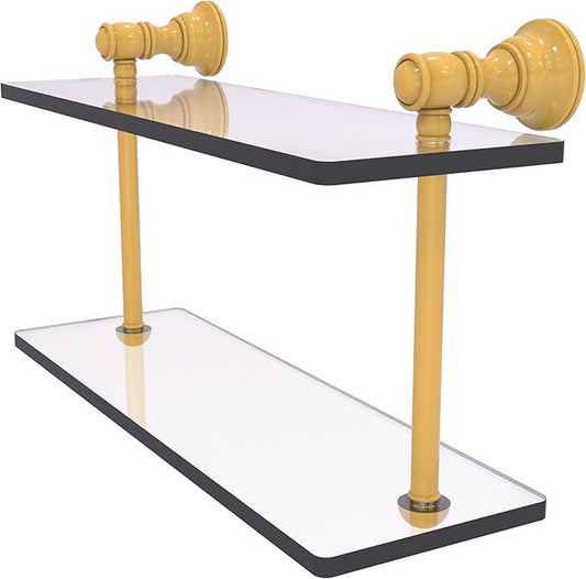 Allied Brass CL-2-16-SGL Carolina Collection 16 Inch Two Tiered Glass Shelf, Spanish Gold