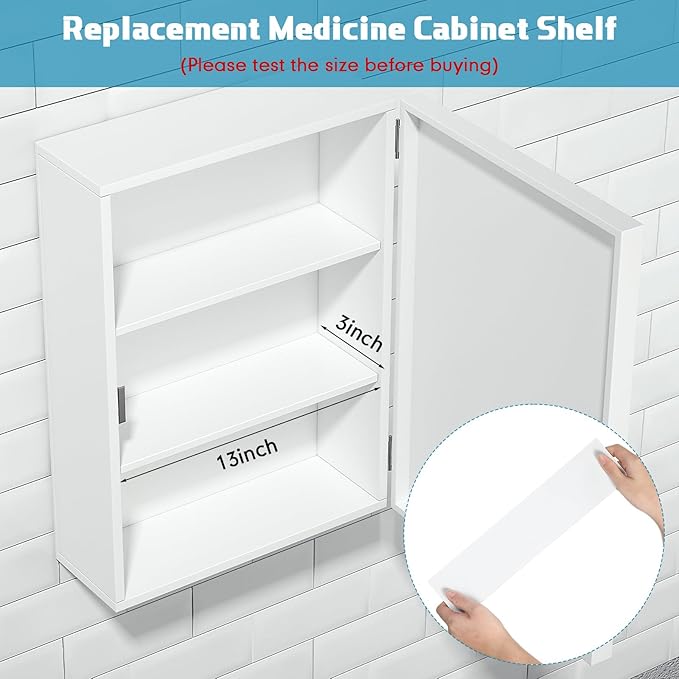 Medicine Cabinet Replacement Shelves Wooden Bathroom Shelves Suitable for Bathroom Living Room Kitchen Wall Mounted and Hanging Medicine Cabinet(2 Pack,13 Inch)