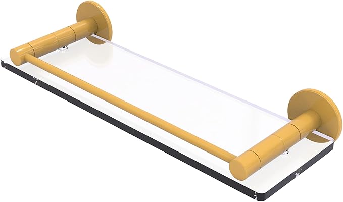 Allied Brass FR-1/16G-SGL Fresno Collection 16 Inch Glass Shelf with Vanity Rail, Spanish Gold
