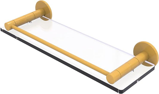 Allied Brass FR-1/16G-SGL Fresno Collection 16 Inch Glass Shelf with Vanity Rail, Spanish Gold