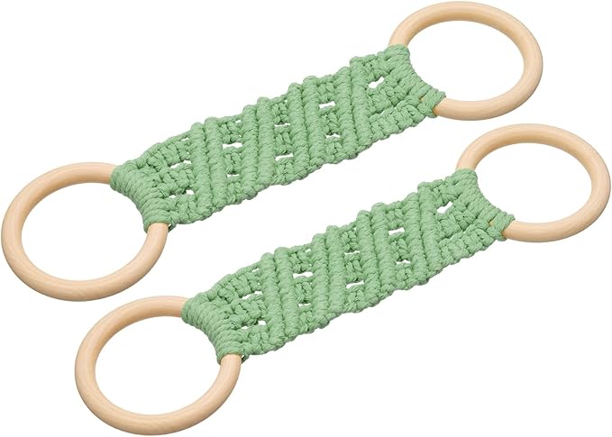 uxcell 2Pcs Kitchen Dish Towel Holder, 11"x3" Crochet Towel Ring with Hanging Loop for Cabinet House Oven Stove Door, Bright Green