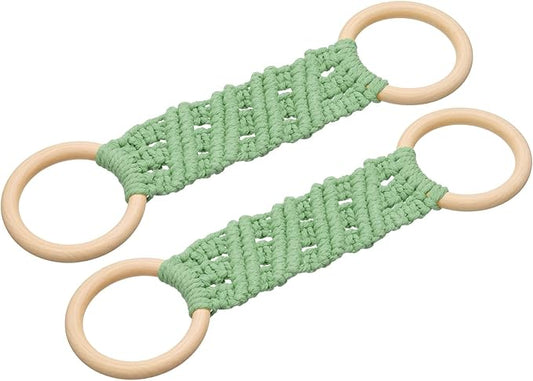 uxcell 2Pcs Kitchen Dish Towel Holder, 11"x3" Crochet Towel Ring with Hanging Loop for Cabinet House Oven Stove Door, Bright Green