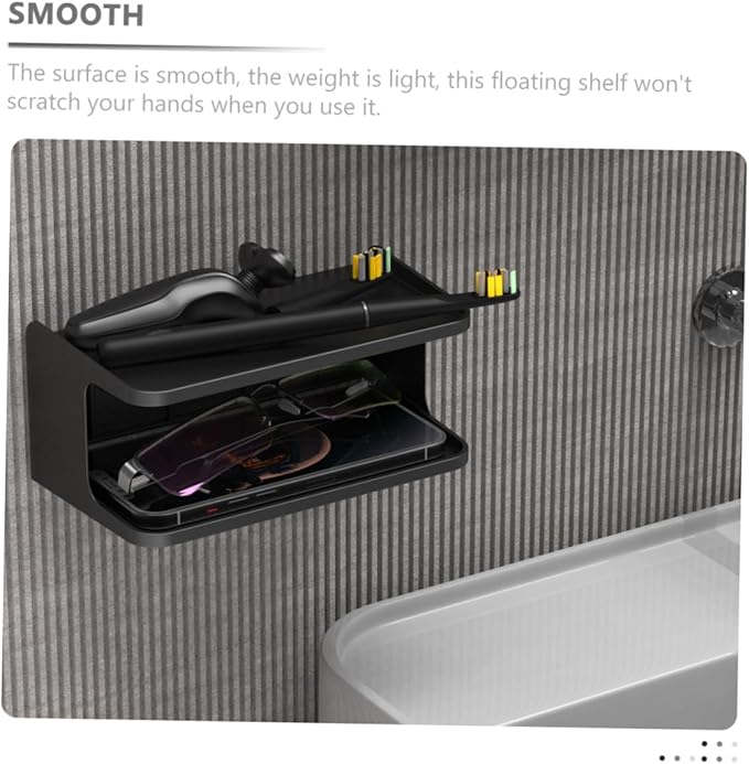 Double Layer Wall Mounted Bedside Shelf Stylish Floating Bathroom Organizer with Surface Space-Saving Corner Storage for Bedroom Kitchen Living and Balcony
