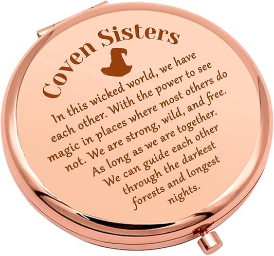 Witchy Gifts Witch Stuff Compact Makeup Mirror for Coven Sister Birthday Gifts for Witchcraft Lover Witchy Friend Gift Halloween Party Gift Folding Makeup Mirror for Girl Friends