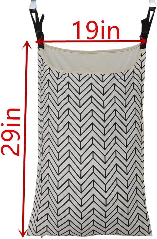 Adjustable Space Saving Door Hanging Laundry Hamper Bag Dorm Laundry Bag,Wide Open Top Over The Door Laundry Hamper with Free Hanging Hooks