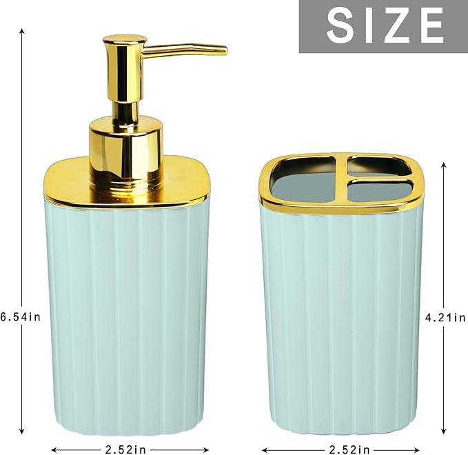 2Pack Bathroom Accessories Set, Sage Green Bathroom Set. Bathroom Toothbrush Holder Set, Includes Dispenser and Toothbrush Holder. Bohemian Bathroom Accessories