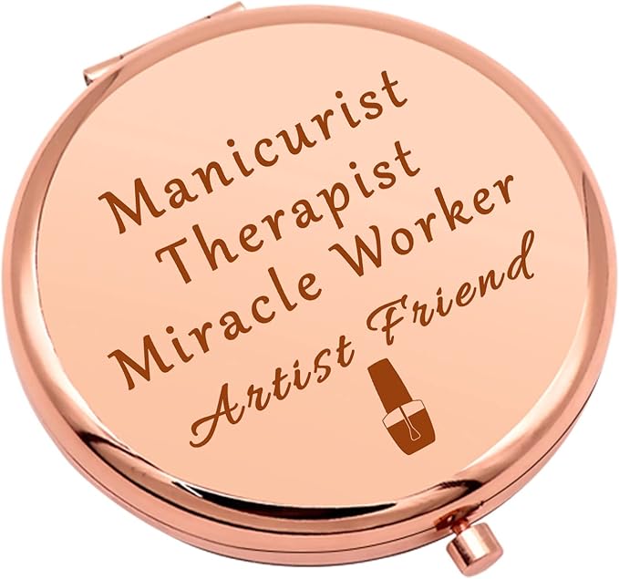 Nail Technician Gift Thank You Gift Compact Makeup Mirror for Beautician Boss Manicurist Artist Gifts for Women Manicurist Nail Tech Gifts Folding Makeup Mirror Birthday Graduation Presents
