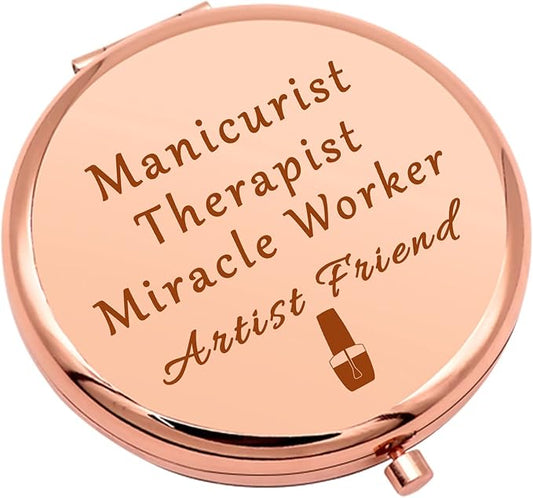 Nail Technician Gift Thank You Gift Compact Makeup Mirror for Beautician Boss Manicurist Artist Gifts for Women Manicurist Nail Tech Gifts Folding Makeup Mirror Birthday Graduation Presents