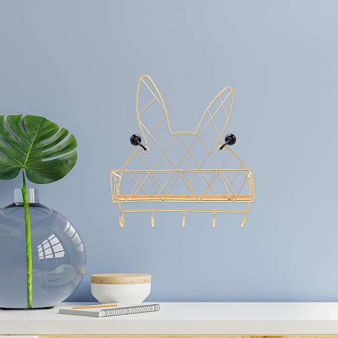 HOMSFOU Wall Mounted Bathroom Storage Rack with Hooks Metal Wall Shelf for Toilet and Sundries Organization No Drilling for Small Space