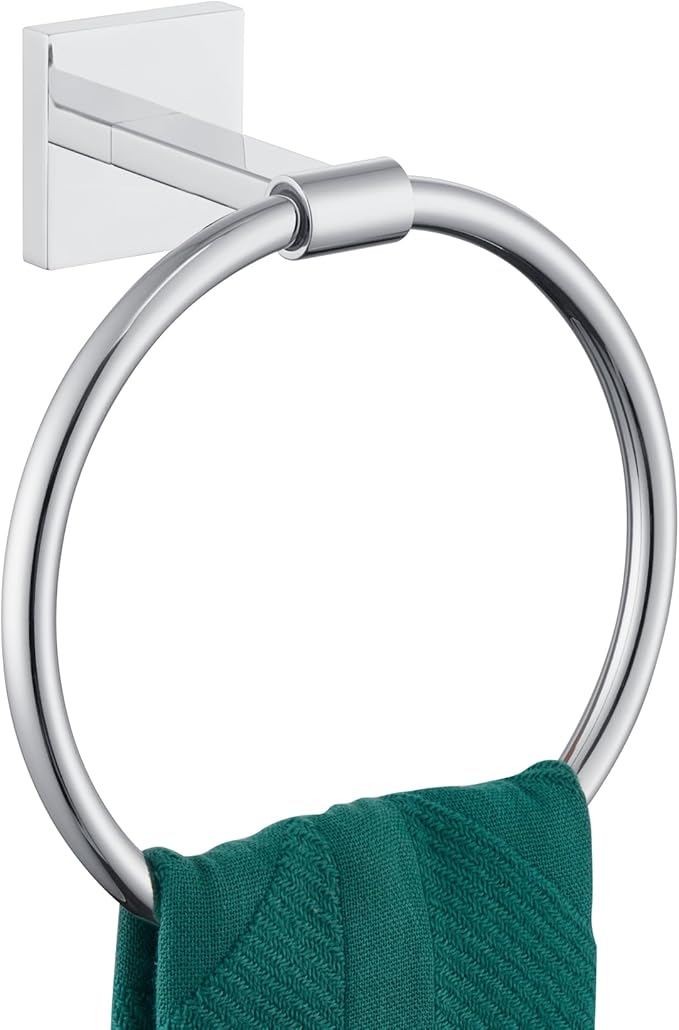 KOKOSIRI Hand Towel Ring Chrome Towel Holders Shower Towel Hanger Bathroom Lavatory Hardware Polished Stainless Steel Wall Mounted, B3010CH
