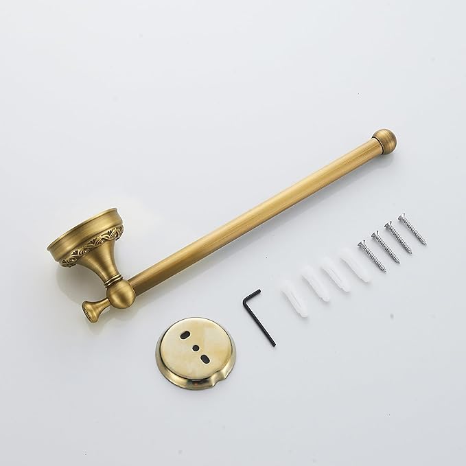 Wall Mounted Bathroom Towel Holder, Bath Towel Hanger Antique Brass Pattern Carving,Brushed Bronze