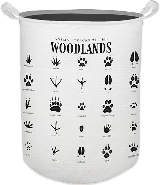 Kids Laundry Basket, Animal Tracks of the Woodlands Laundry Basket Hamper Waterproof Collapsible Storage Bin Organizer for Bedroom Bathroom Boys Girls Kids Nursery Toddler Room Clothes Toys