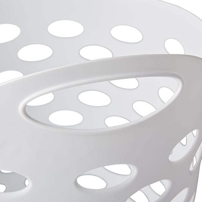 2 BUSHEL Flexible Laundry Basket,Tall plastic hamper for Clothes, Bedroom, and Storage - Portable Round Bin with Carry Handles 17.75" x 17.25" x 26", White (3)
