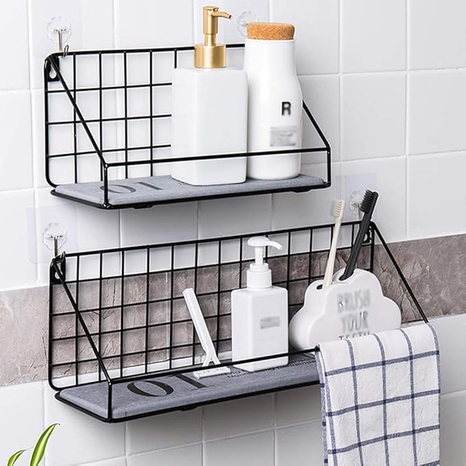 AGYH Bathroom Shelf Wall-Mounted Bathroom Vanity Storage Shelf (Two Styles) (Color : Black, Size : 29cm)