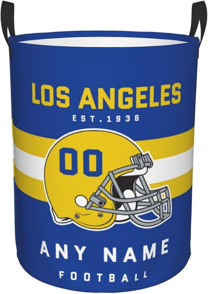 Custom Los Angeles Laundry Hamper - Personalized Football Style Laundry Basket - Customized Name And Number - Dirty Clothes Hamper Waterproof Large Capacity Hamper for Bedroom Bathroom Living Room