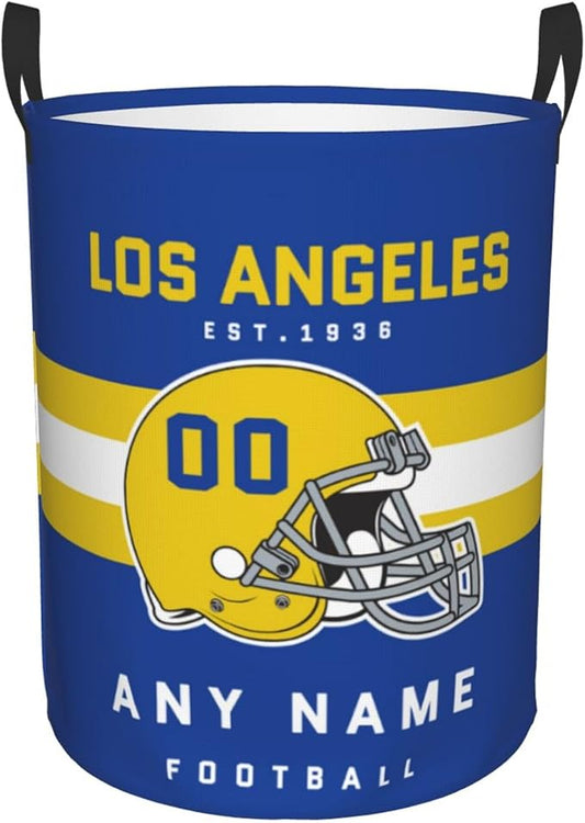 Custom Los Angeles Laundry Hamper - Personalized Football Style Laundry Basket - Customized Name And Number - Dirty Clothes Hamper Waterproof Large Capacity Hamper for Bedroom Bathroom Living Room