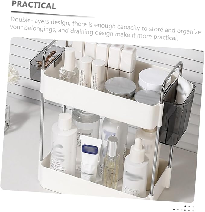 ABOOFAN 2 Double Shelf Bathroom Sink Organizer Countertop Bedroom Storage Shelf Bathroom Toiletry Organizers Bathroom Storage Rack Bathroom Organizer Skincare Organizer Counter Organizer