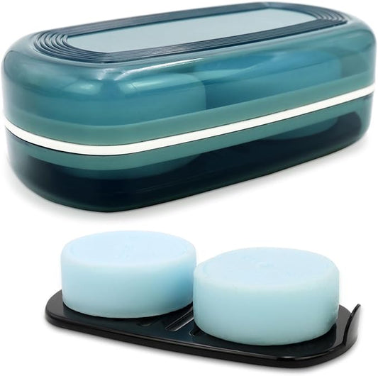 HAYSNA Solid Shampoo Bar Holder, Large Bar Soap Holder, Travel Soap Container, Soap Box with Draining Layer, Soap Case for Bathroom, Traveling, Gym, Camping (Blue Style-1-Large)
