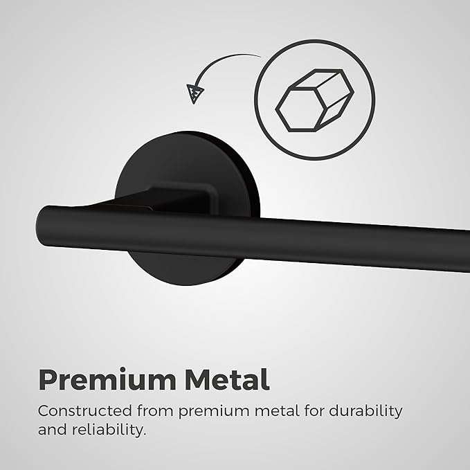 Pfister Capistrano Bath Towel Bar for Bathroom, 18-Inch, Wall-Mounted, Screw-in, Matte Black Finish, BTBCSO1B