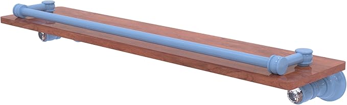 Allied Brass CC-1-22-GAL-IRW-FTB Carolina Crystal Collection 22 Inch Wood Shelf with Gallery Rail, Flat Troll Blue