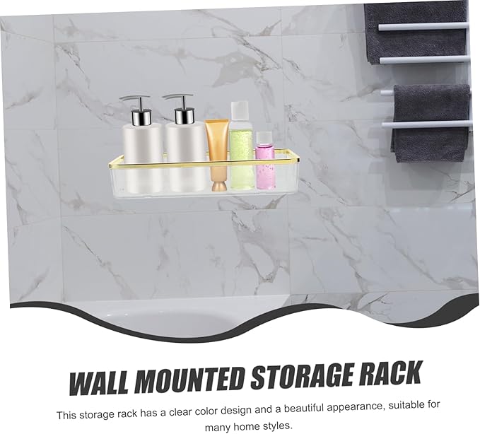 Mobestech Transparent Wall Mounted Bathroom Shelf Rack for Multi Functional Clear Storage for Skincare Products Sturdy and Elegant Design