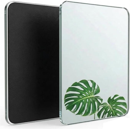 [2 Pack] 4x6 inch Magnetic Locker Mirror, Small Frameless Real Glass Mirror with Magnetic Backing, HD Reflection, Polished Safety Edges for School, Gym, Fridge & Toolbox