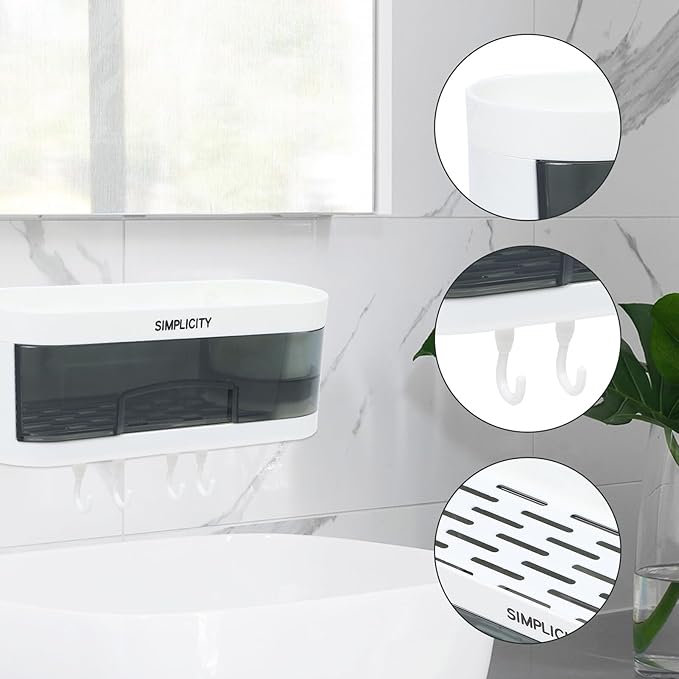 Wall-Mounted Storage Shelf Plastic Bathroom Shelf Decor Multifunctional Kitchen Organizer Rack Space-Saving Storage for Home Bathroom Kitchen Random Color
