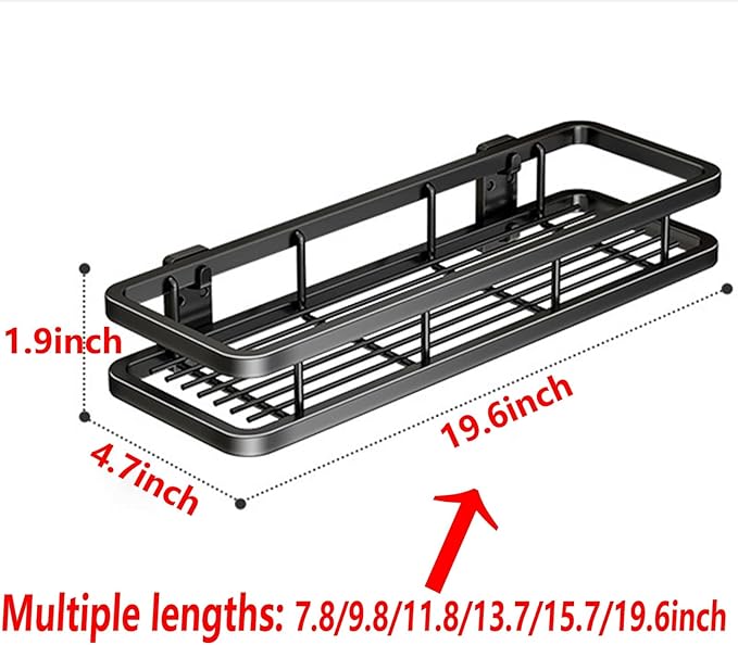 Detachable Carbon Steel Organizer, Large Capacity, Hanging Rustproof Shelf, for Bathroom, Kitchen, Living Room (Color : 19.6inch, Size : Black Single)