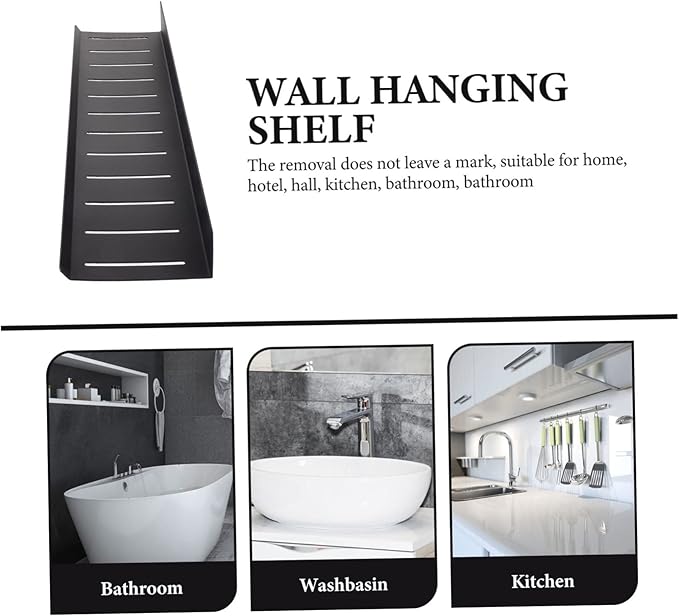 HEALLILY Wall-Mounted Storage Hanging Shelf for Bathroom Over Toilet Shelf Space-Saving Black