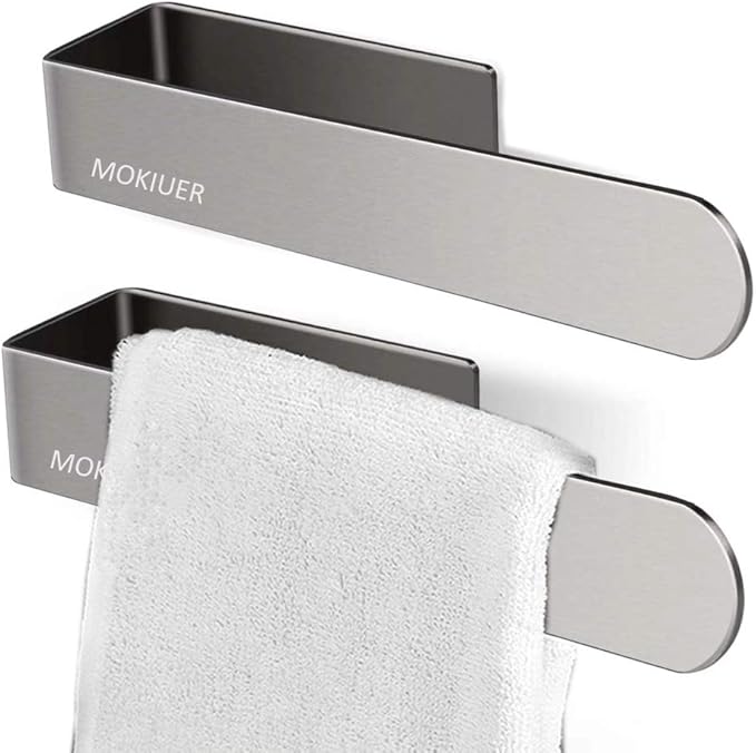 Hand Towel Holder Hand Towel Ring Towel Bar for Bathroom Kitchen Self Adhesive,Stainless Steel Brushed.Pack of 2