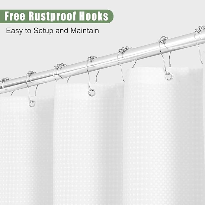 Hokibero Olivie Green Misty Forest Mountain Nature Tree Fabric Shower Curtains for Bathroom Waterproof Heavy Duty Green and White Woohitedland Shower Curtain Bathtubs Hotel, 72 x 78 inch