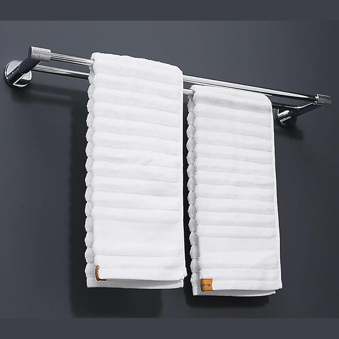 24-Inch Double Towel Bar,304 Stainless Steel, Chrome Finish & Stylish Knurled for Home, Hotel,& Apartment, Upgrade to a Premium Modern Bathroom