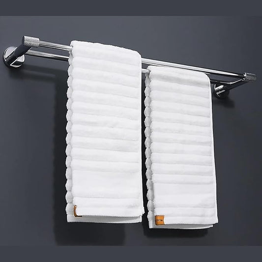 24-Inch Double Towel Bar,304 Stainless Steel, Chrome Finish & Stylish Knurled for Home, Hotel,& Apartment, Upgrade to a Premium Modern Bathroom