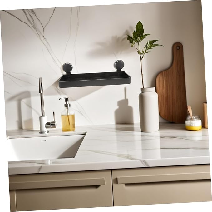 Cabilock Wall Mounted Suction Cup Shelf for Toiletries and Cosmetics Strong Suction for Secure Storage Glass Tile No Drill Installation