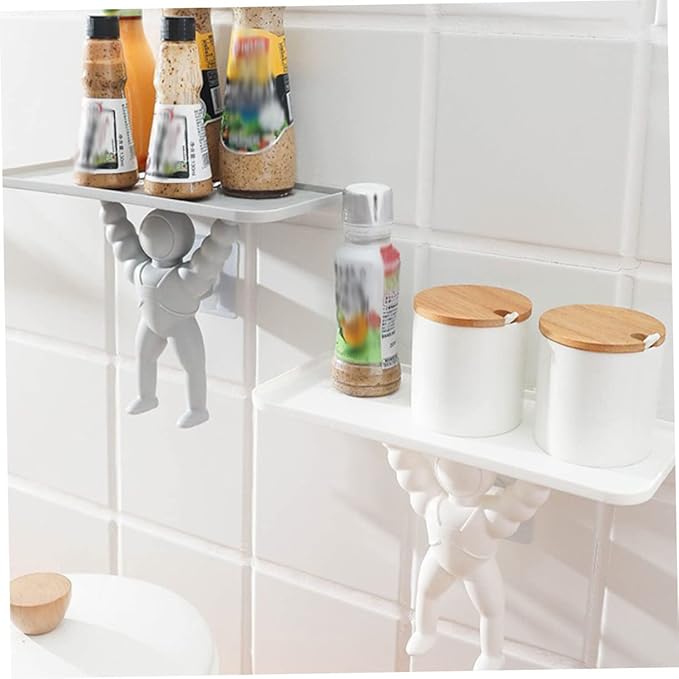 PRETYZOOM 2pcs Spaceman Wall Hanging Shelf Bathroom Decor Rack Modern Wall-Mounted Storage for Toiletries