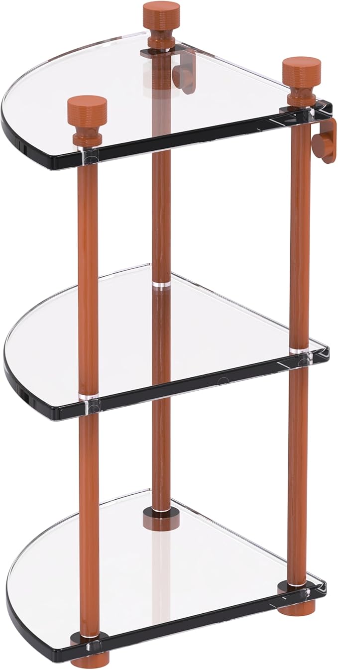 Allied Brass FT-6-ASP Foxtrot Collection Three Tier Corner Glass Shelf, Autumn Sparkle