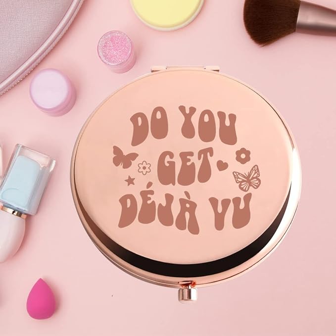 KEYCHIN Music Album Pocket Mirror Singer Fans Gifts Do You Get Deja Vu Music Song Lyrics Compact Makeup Mirror for Women Girls Teenagers (Deja Vu -RG)