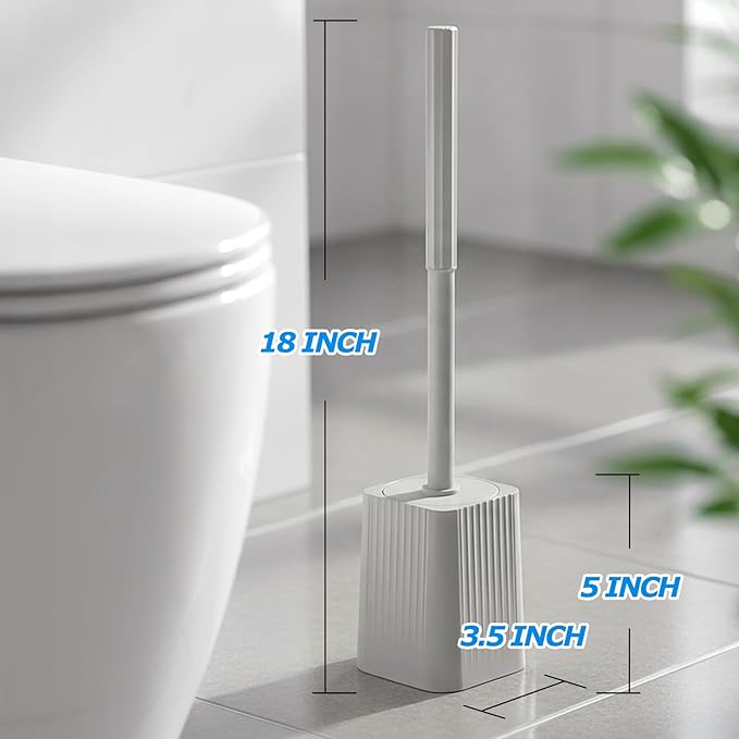 FORASTO 2Pack Toilet Bowl Brush and Holder Set - Toilet Scrubber Brush,Cleaning Brush,Bathroom Decor,Household Essentials,Cleaning Supplies,Home Essentials,Light Gray