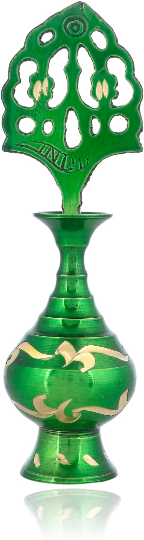 Brass Surmedani Surma Holder Kohl Kajal Applier without Surma (Green)