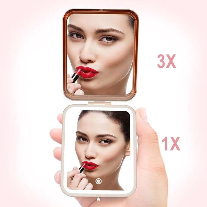 Friend Gift Compact LED Magnifying Travel Makeup Mirror, to My Best Friend Gorgeous Rose Gold Pocket Mirror with Light Rechargeable Unique Friendship Gift for Women Girls Sisters for Women BFF
