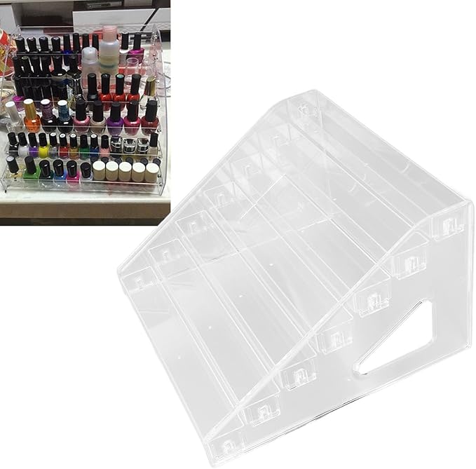 Agatige Nail Polish Storage Rack, 7 Layers Acrylic Transparent Nail Polish Holder Nail Polish Organizer Lipstick Organizer for Cosmetic
