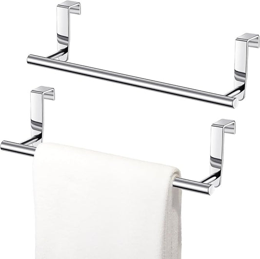 2 Pack Towel Rack for Cabinet, Over Cabinet Bar, Strong Steel Towel Holder, 9 Inch for Home Kitchen Bathroom Doors(Silver)