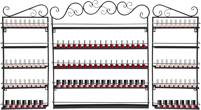 5 Tiers Wall Mounted Nail Polish Racks,Nail Polish Shelves, Nail Polish Display Rack for Home Salon Business Spa