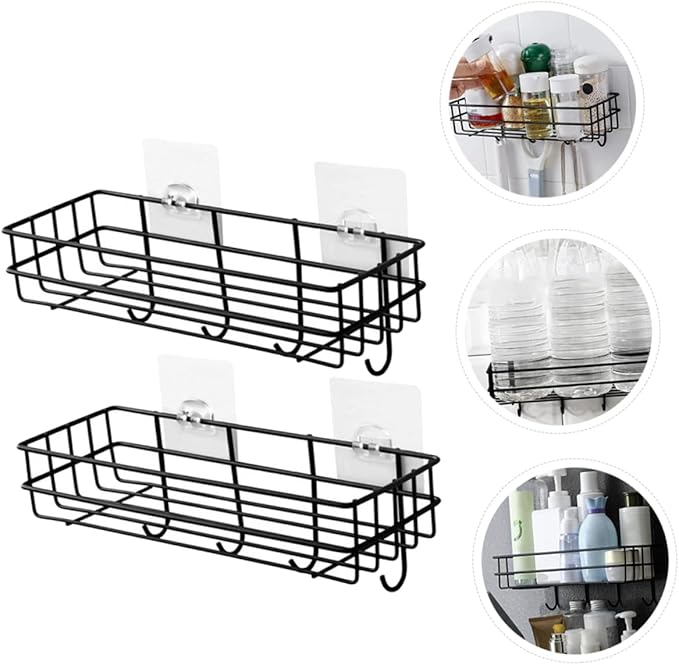 Luxshiny 2pcs Bathroom Shelves Organizer over The Door Organizer Storage Rack Hooks Wall Hanging Shelf