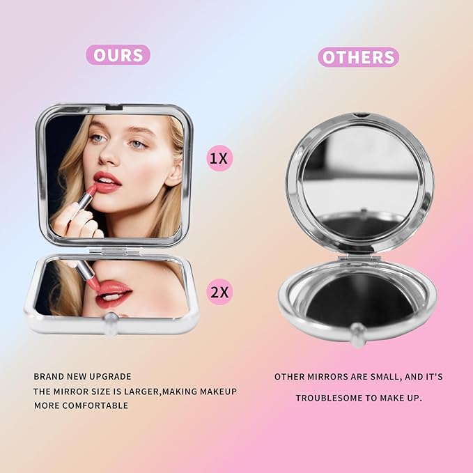 Compact Mirror Gifts for Mom, Silvery Compact Mirror for Mother, Birthday Gifts for Women from Daughter or Son for Mom Birthday, Mothers Day Wedding Anniversary