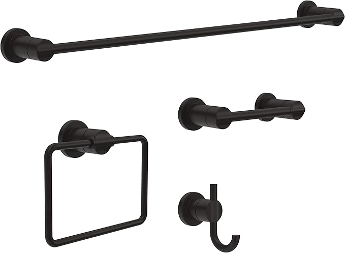 Delta Nicoli (1-Pack) 18'' w/ 6" Extender Towel Rack for Bathroom Matte Black Extendable 18-24" Towel Bar for Bathroom Wall Towel Holder Rod Wall Mounted NIC18-MB